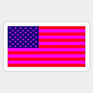 Pink American Flag Metro Funky Psychedelic Color Sticker